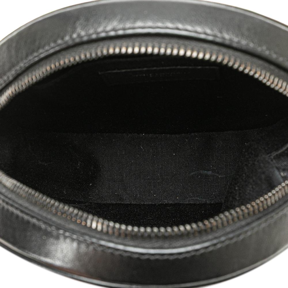 Saint Laurent B Saint Laurent Black Calf Leather Chevron skin Round Vinyle Camera Bag Italy