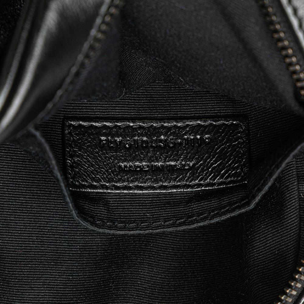 Saint Laurent B Saint Laurent Black Calf Leather Chevron skin Round Vinyle Camera Bag Italy