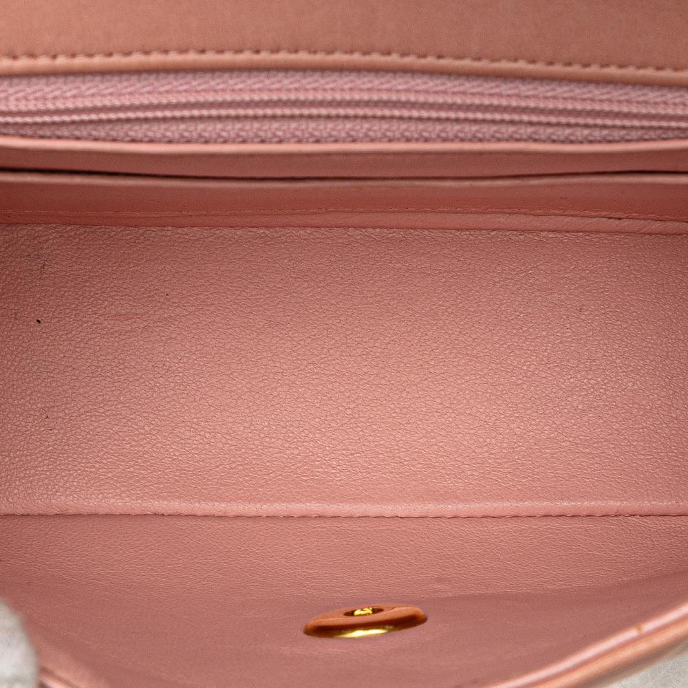 Chanel B Chanel Pink Lambskin Leather Leather Mini Square Classic Lambskin Single Flap France