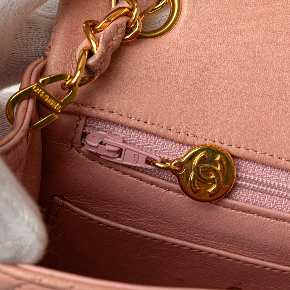 Chanel B Chanel Pink Lambskin Leather Leather Mini Square Classic Lambskin Single Flap France