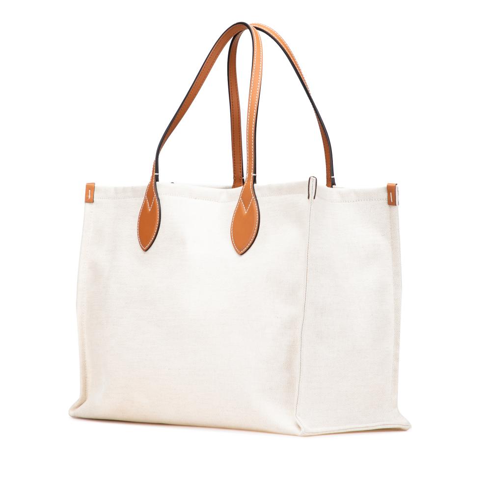 Gucci AB Gucci Brown Beige Canvas Fabric Large Logo Tote Italy