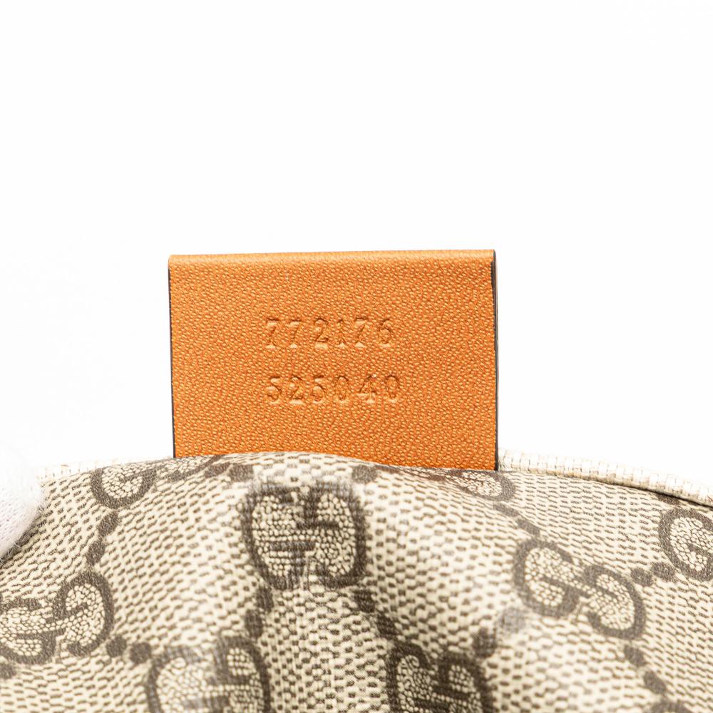 Gucci AB Gucci Brown Beige Canvas Fabric Large Logo Tote Italy