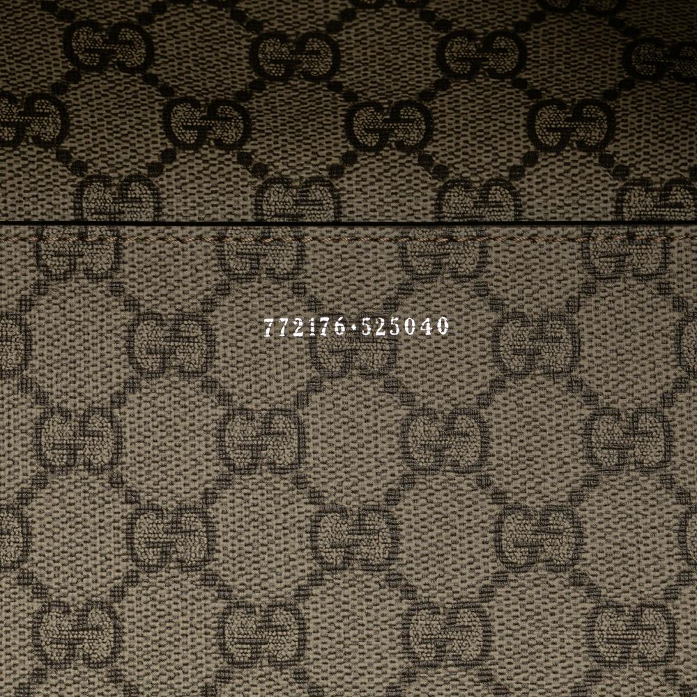 Gucci AB Gucci Brown Beige Canvas Fabric Large Logo Tote Italy