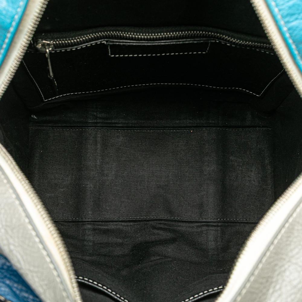 Balenciaga B Balenciaga Blue Aqua Lambskin Leather Leather S Lambskin Bazar Shopper Satchel Italy