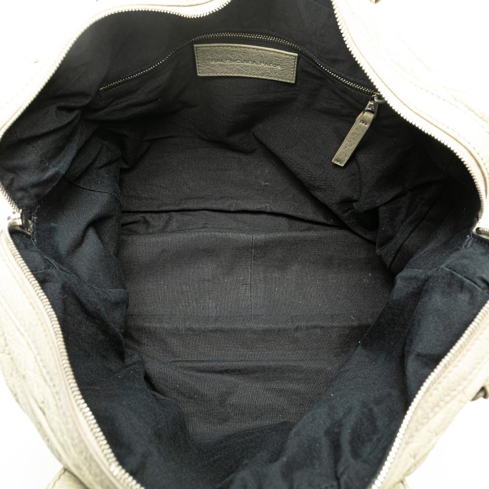 Balenciaga Gray Light Gray Lambskin Leather Leather Lambskin Motocross Classic Bridge Satchel Italy