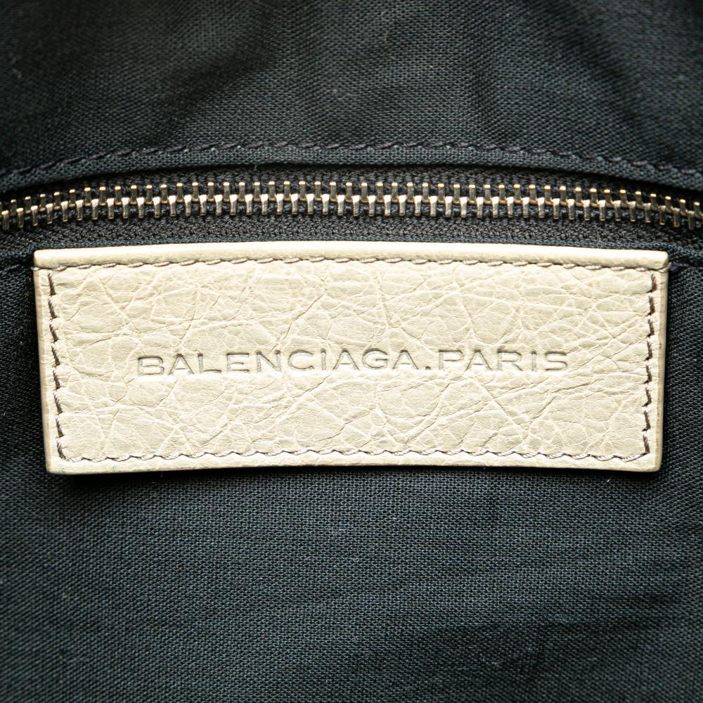 Balenciaga Gray Light Gray Lambskin Leather Leather Lambskin Motocross Classic Bridge Satchel Italy