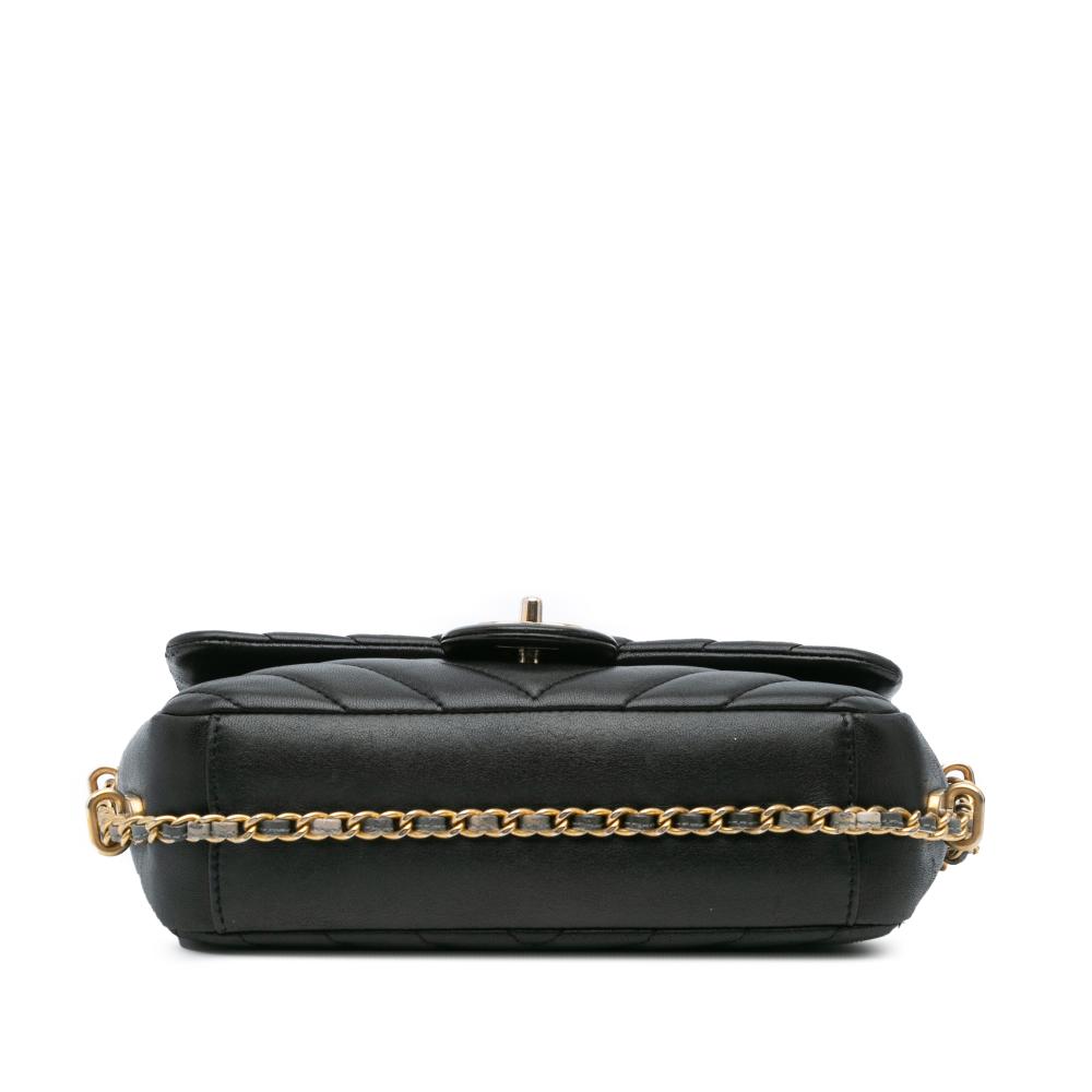 Chanel B Chanel Black Lambskin Leather Leather Mini Rectangular Chevron Lambskin Chain Around Flap Italy