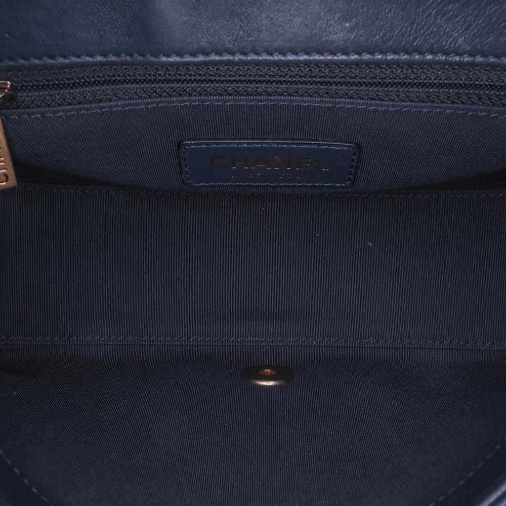 Chanel B Chanel Black Sheepskin Leather Leather Chevron Sheepskin Stitched Chain Top Handle Flap Italy