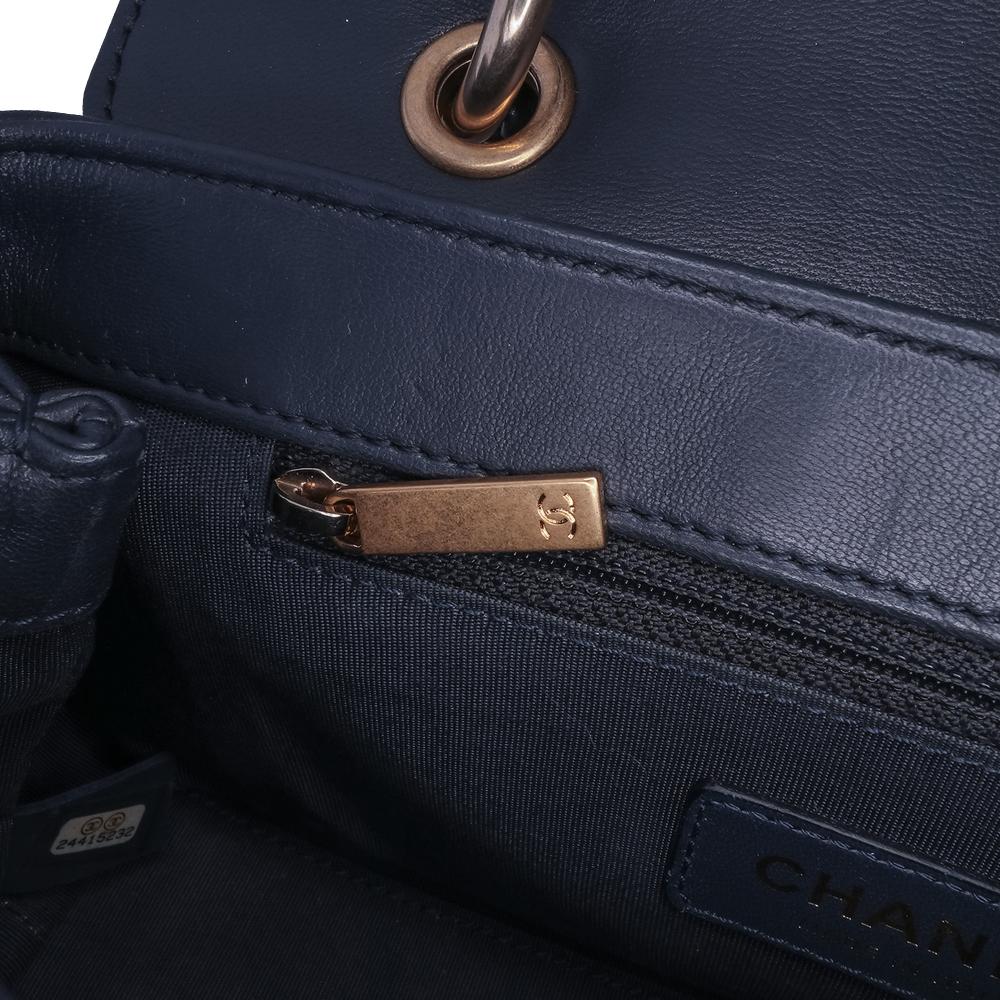 Chanel B Chanel Black Sheepskin Leather Leather Chevron Sheepskin Stitched Chain Top Handle Flap Italy