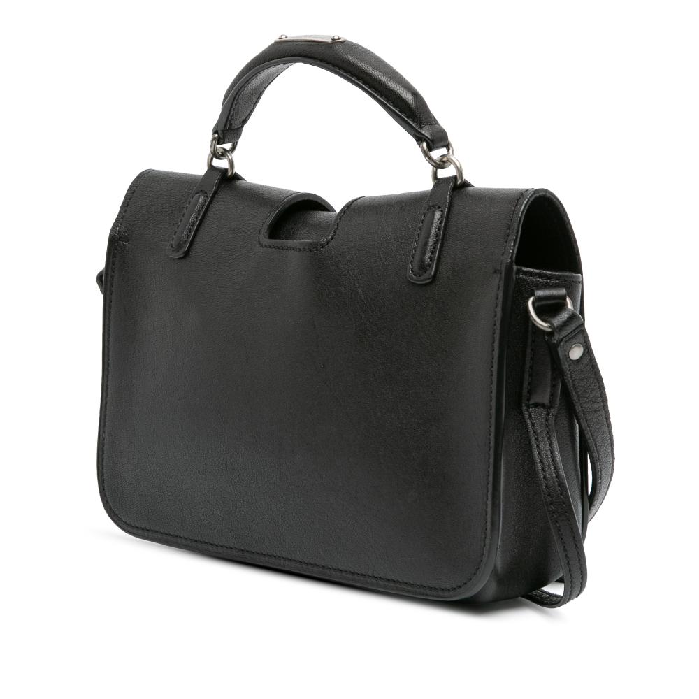 Saint Laurent B Saint Laurent Black Lambskin Leather Leather Medium Lambskin Charlotte Messenger Bag Italy