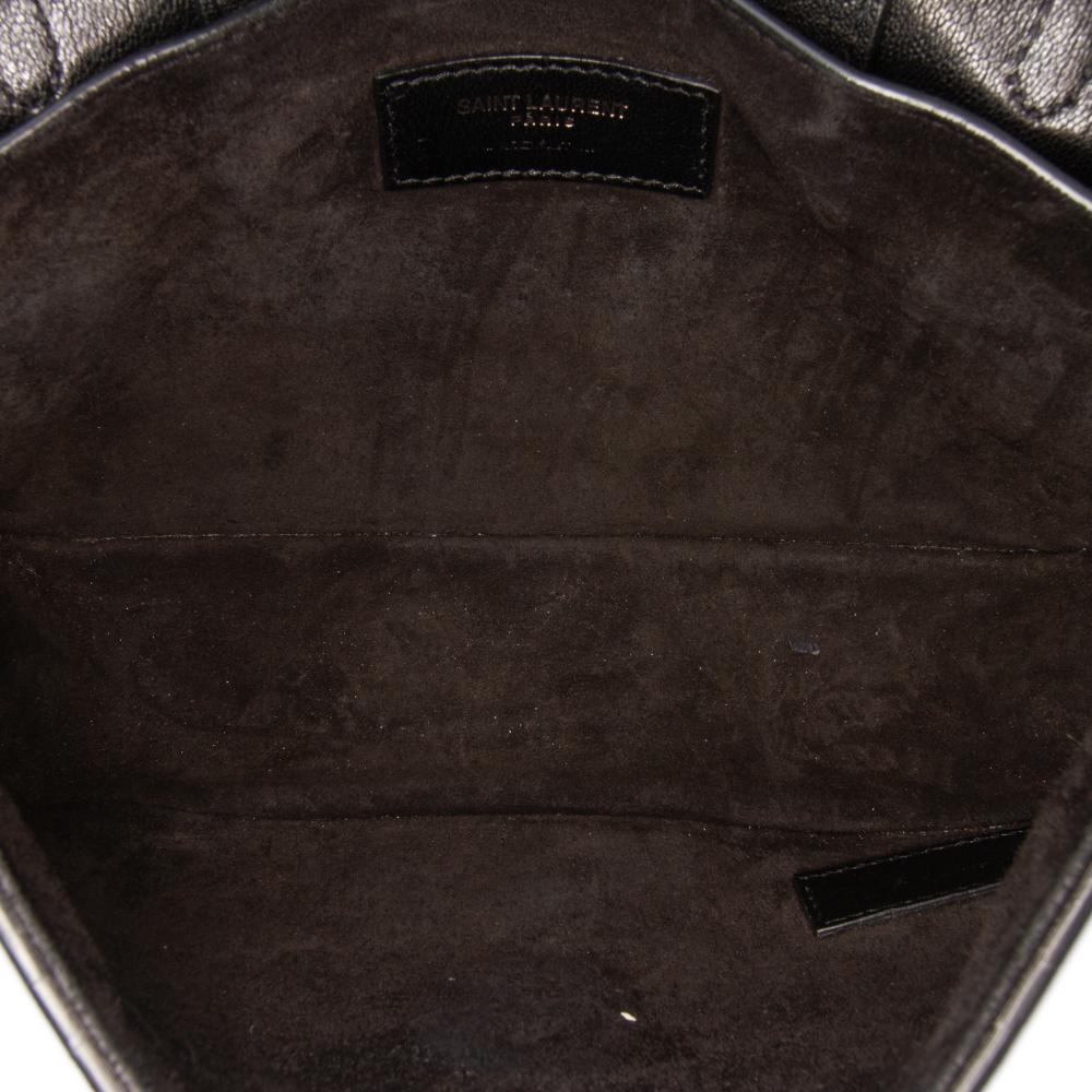 Saint Laurent B Saint Laurent Black Lambskin Leather Leather Medium Lambskin Charlotte Messenger Bag Italy