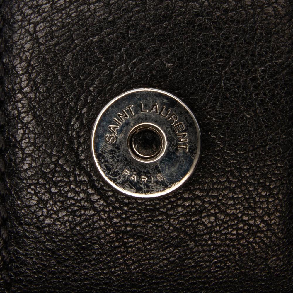 Saint Laurent B Saint Laurent Black Lambskin Leather Leather Medium Lambskin Charlotte Messenger Bag Italy