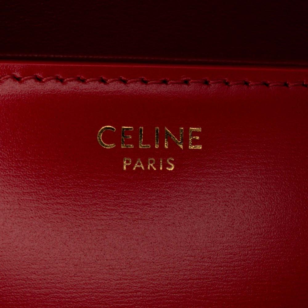 Celine B Celine Red Calf Leather Teen Shiny skin Triomphe Crossbody Italy