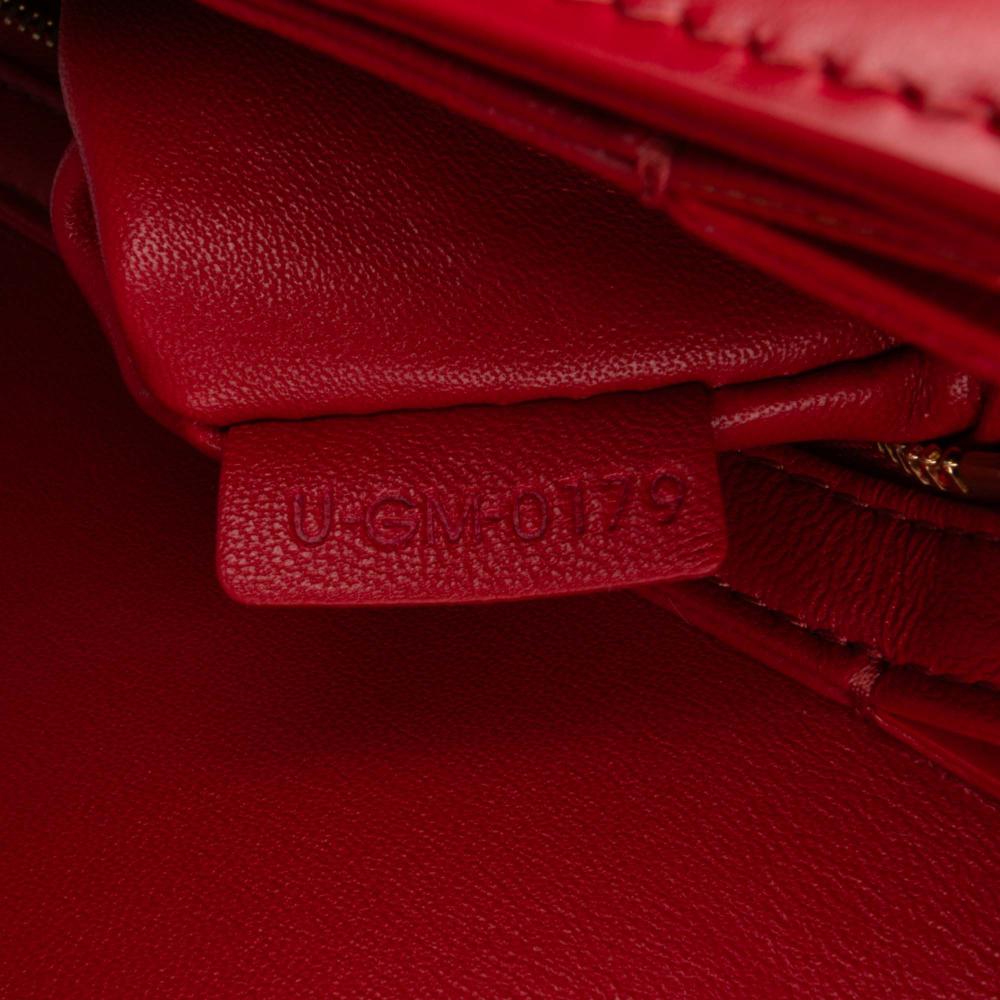 Celine B Celine Red Calf Leather Teen Shiny skin Triomphe Crossbody Italy