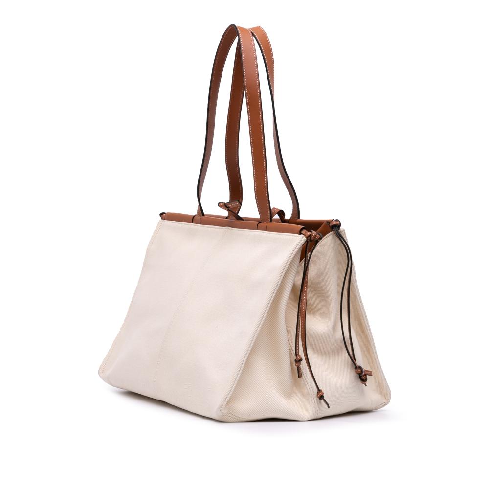 Loewe B LOEWE Brown Light Beige Canvas Fabric Large Cushion Tote Portugal