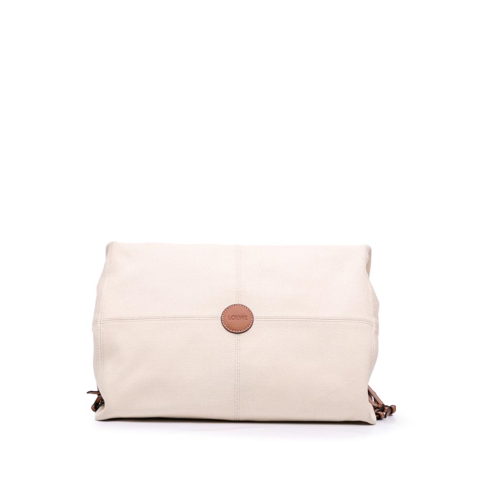 Loewe B LOEWE Brown Light Beige Canvas Fabric Large Cushion Tote Portugal