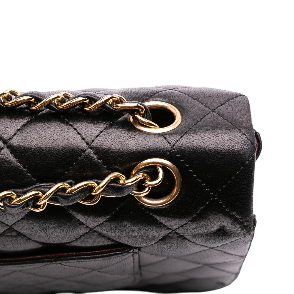 Chanel B Chanel Black Lambskin Leather Leather Medium Classic Lambskin Double Flap France
