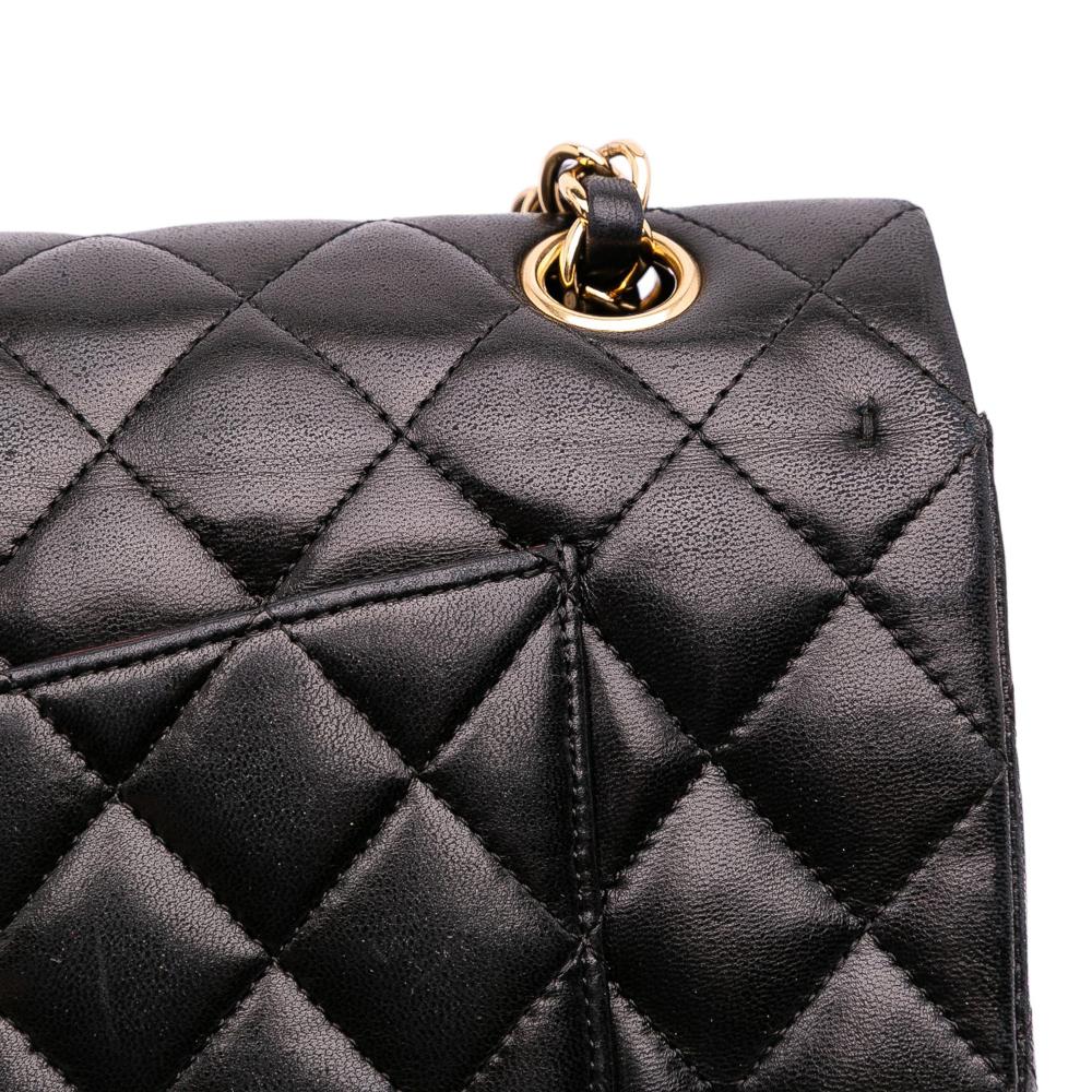 Chanel B Chanel Black Lambskin Leather Leather Medium Classic Lambskin Double Flap France