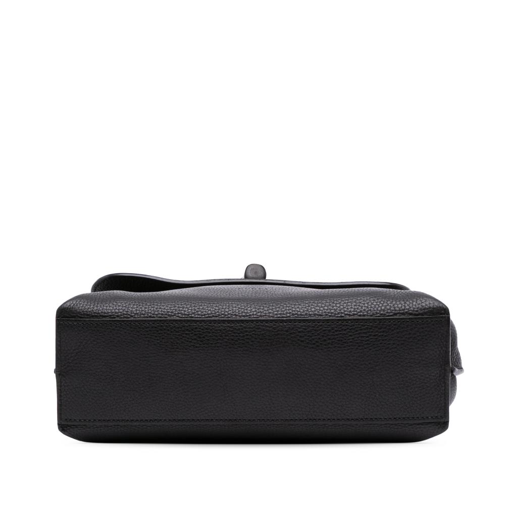 Gucci B Gucci Black Calf Leather Small Bamboo Daily Satchel Italy