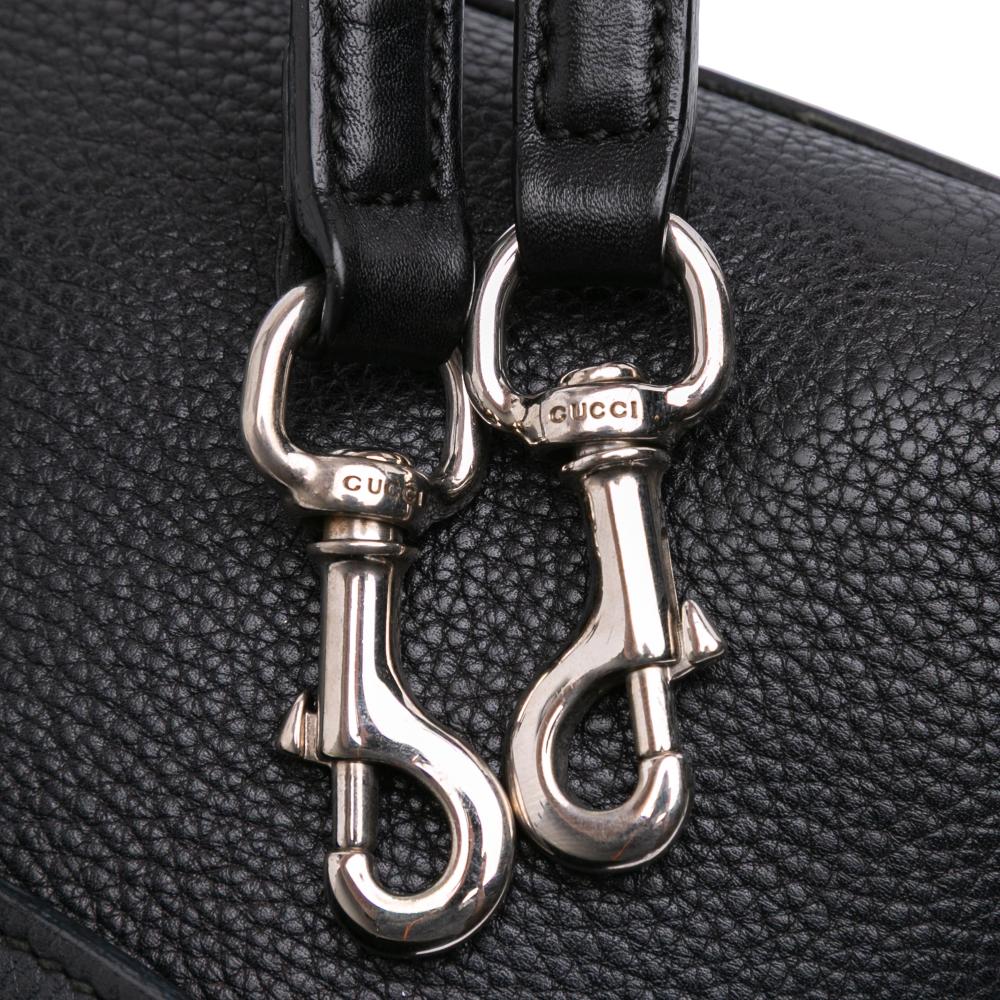 Gucci B Gucci Black Calf Leather Small Bamboo Daily Satchel Italy