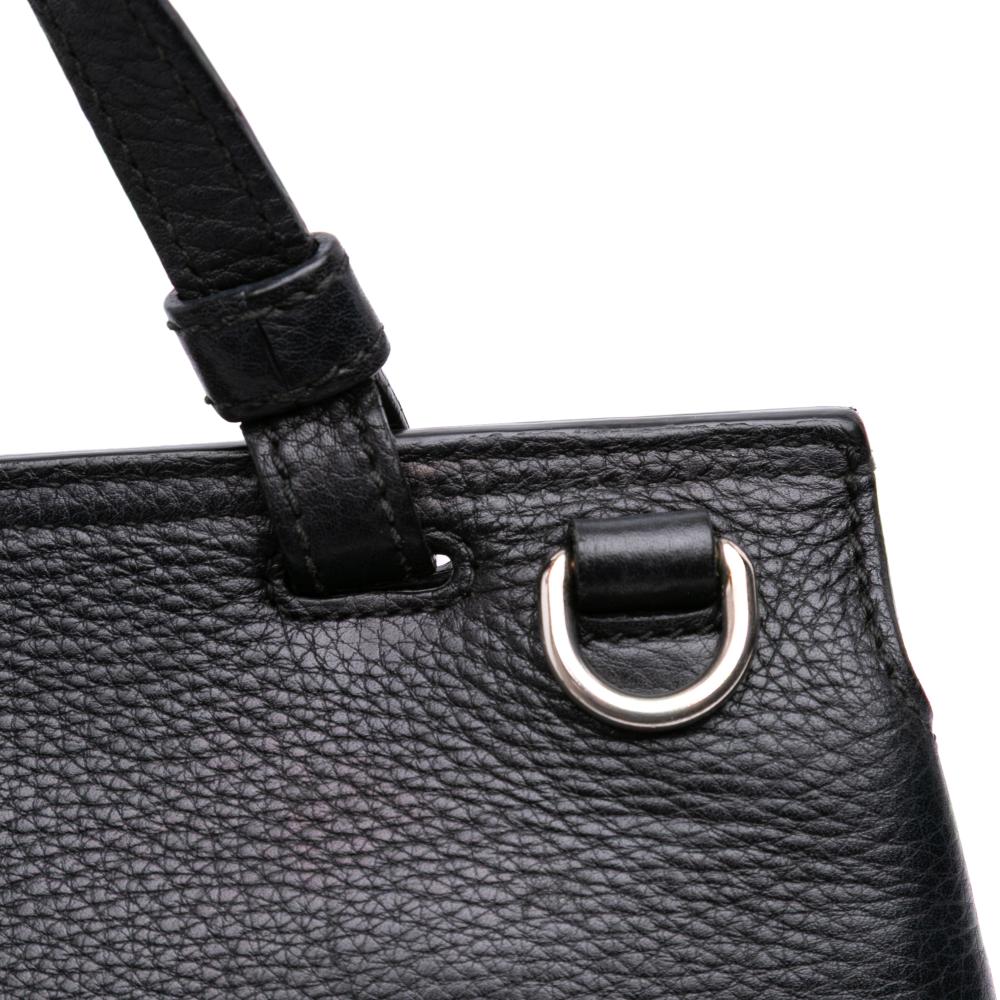 Gucci B Gucci Black Calf Leather Small Bamboo Daily Satchel Italy