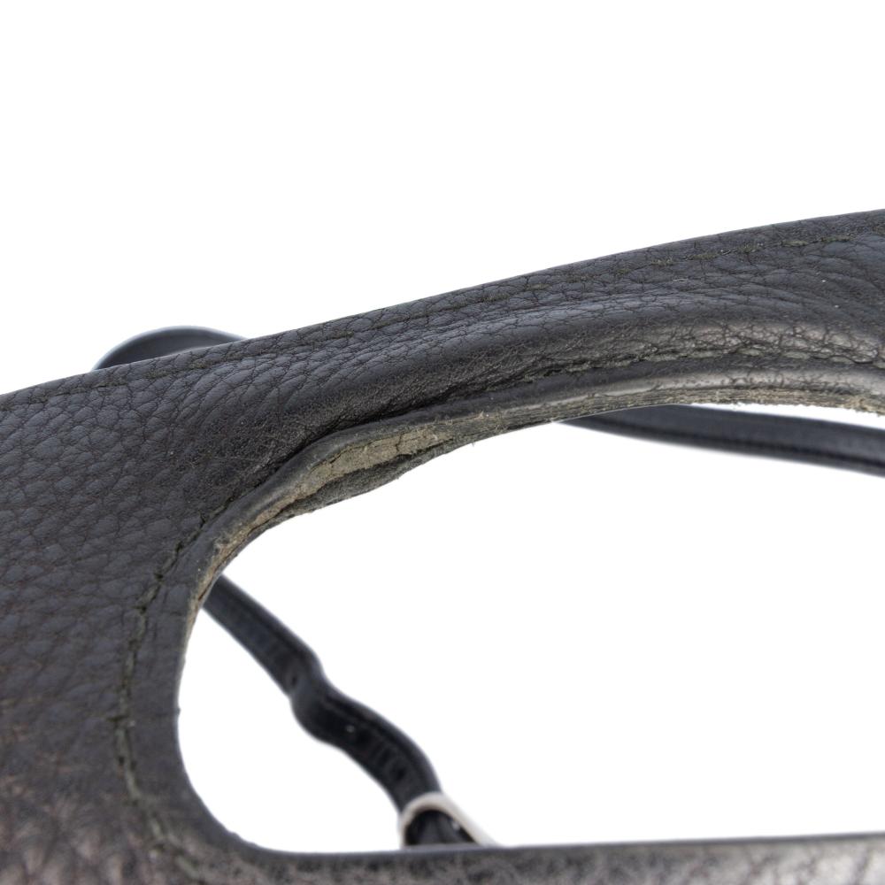 Gucci B Gucci Black Calf Leather Small Bamboo Daily Satchel Italy