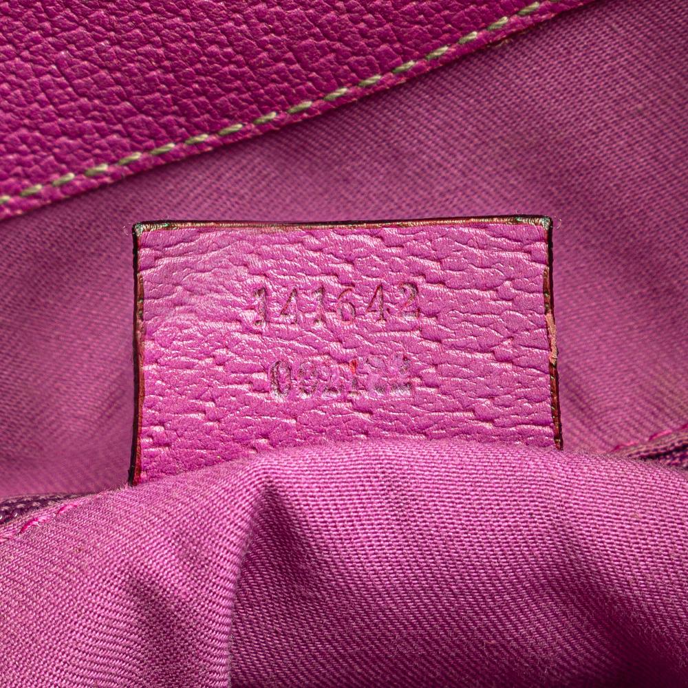 Gucci B Gucci Brown Beige with Purple Canvas Fabric GG Abbey D Ring Backpack Italy