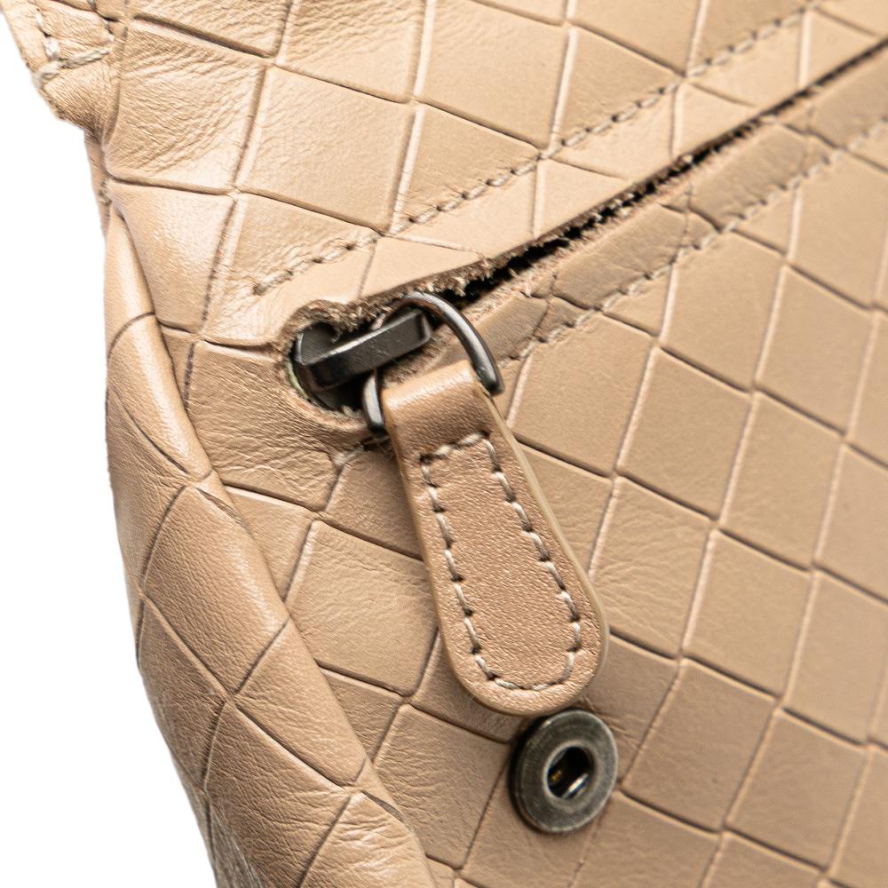 Bottega Veneta B Bottega Veneta Brown Nude Calf Leather Small Intrecciomirage Chain Crossbody Italy