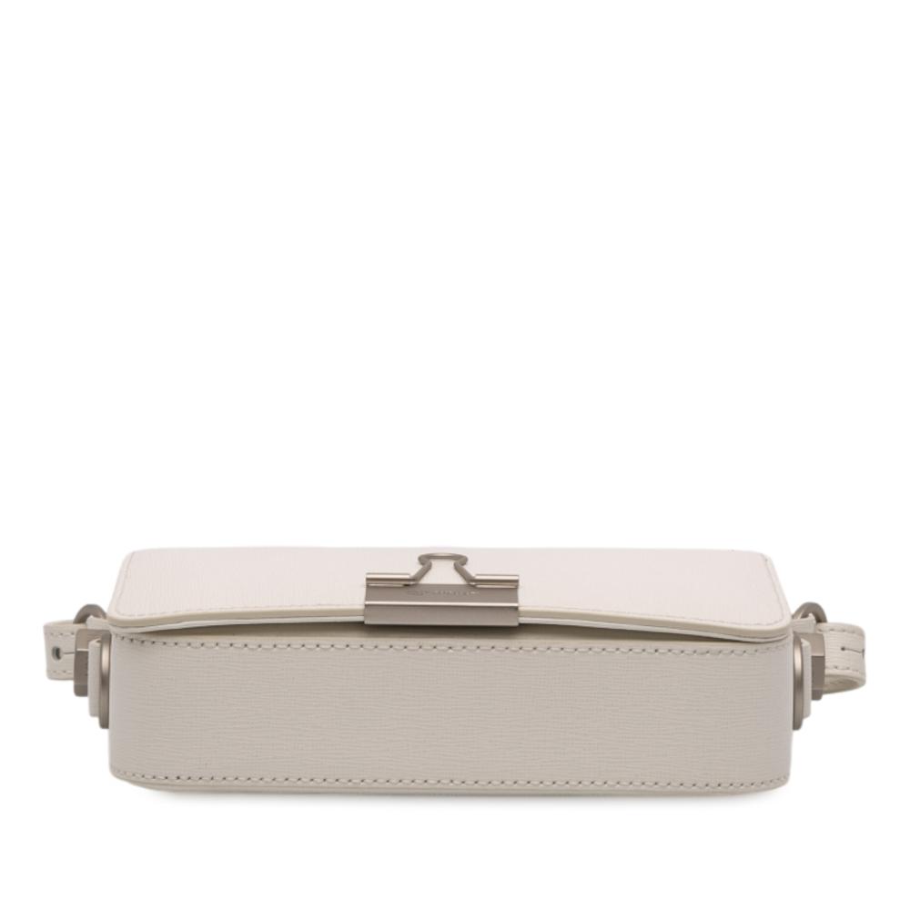Off-White AB Off-White White with Yellow Calf Leather Mini Binder Clip Flap Bag Italy