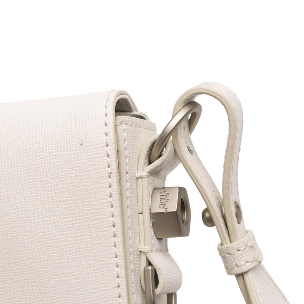 Off-White AB Off-White White with Yellow Calf Leather Mini Binder Clip Flap Bag Italy