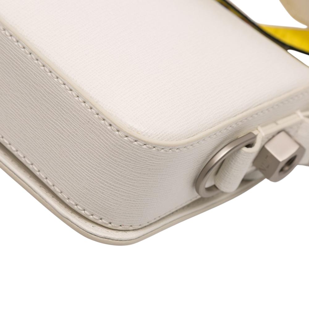 Off-White AB Off-White White with Yellow Calf Leather Mini Binder Clip Flap Bag Italy