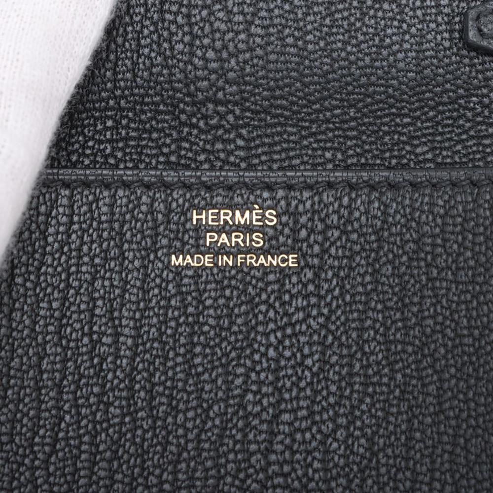 Hermès B Hermès Black Goatskin Leather Chevre Mysore Clic 16 France