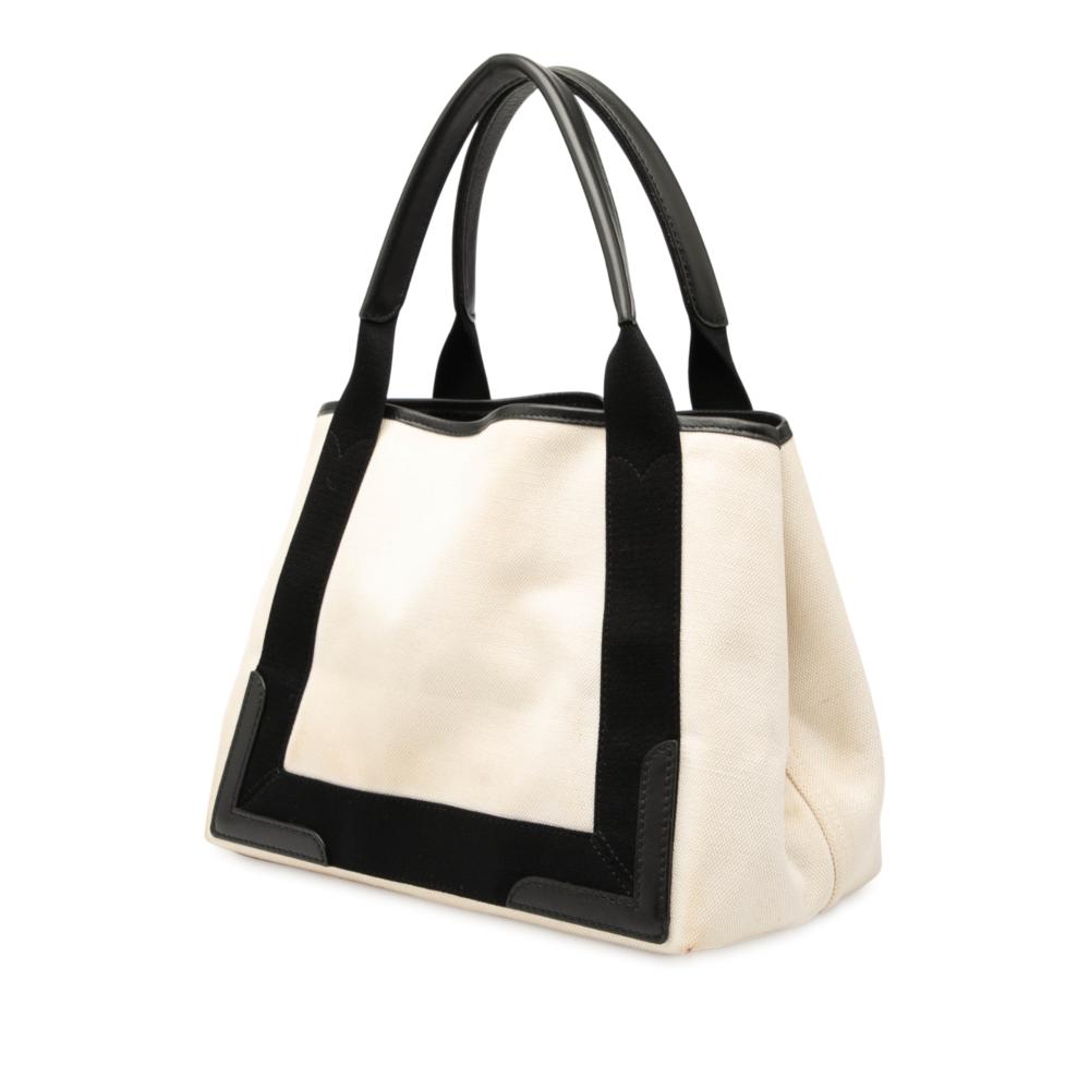 Balenciaga B Balenciaga White Canvas Fabric Navy Cabas Tote S Italy
