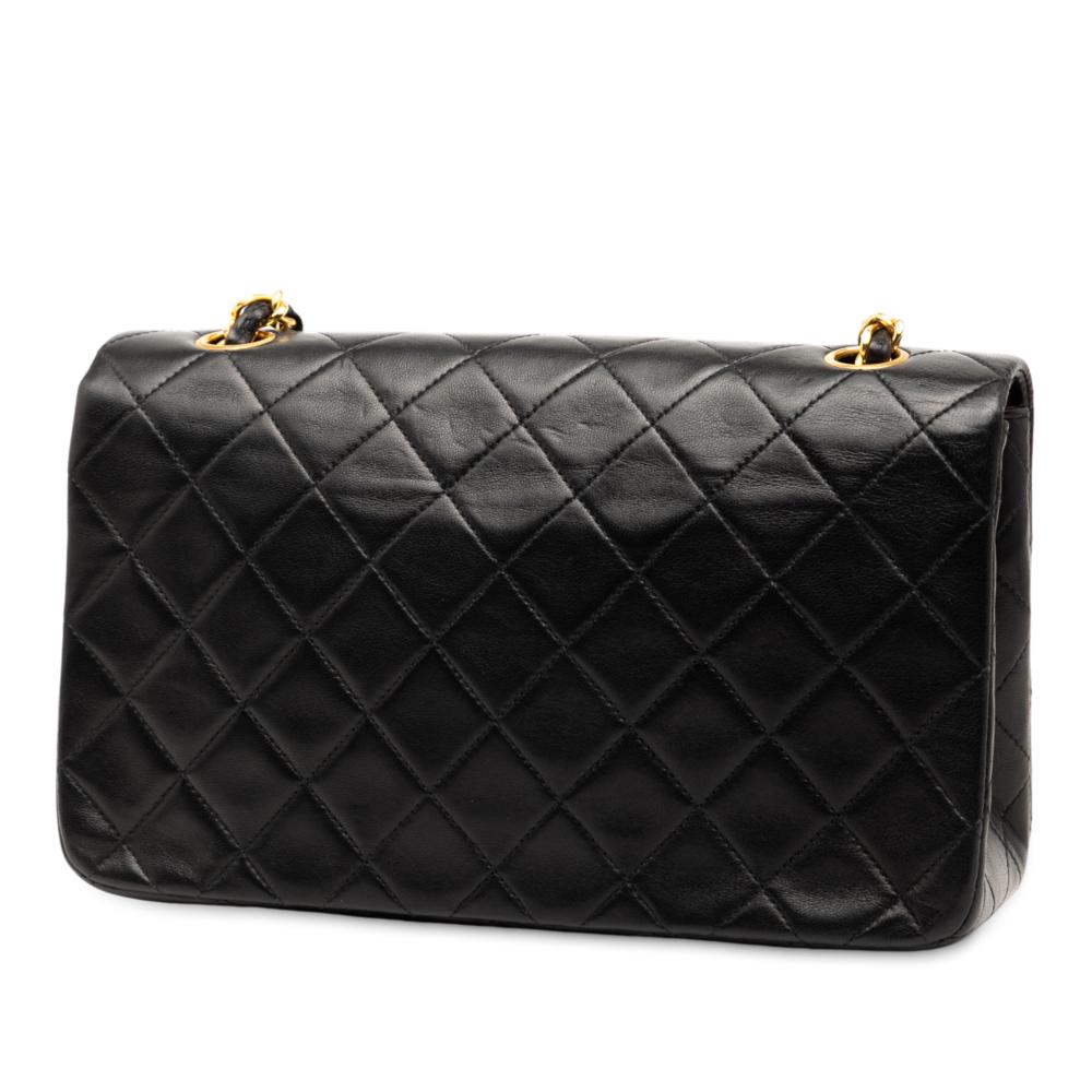 Chanel B Chanel Black Lambskin Leather Leather Medium Quilted Lambskin Full Flap France