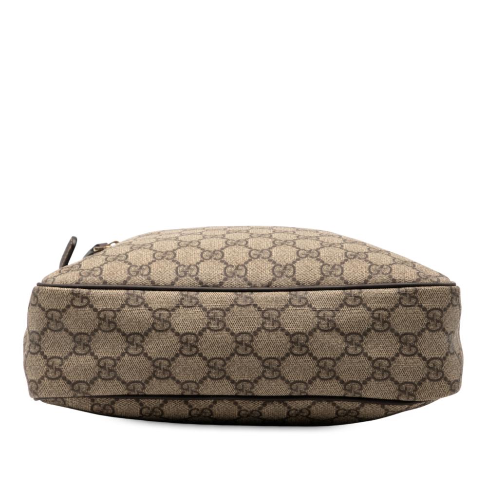 Gucci B Gucci Brown Beige Coated Canvas Fabric GG Supreme Crossbody Italy