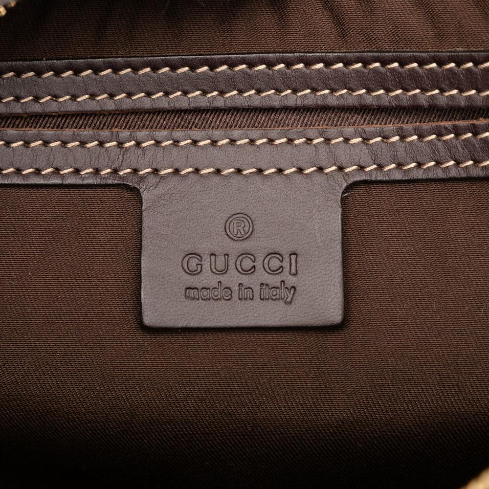 Gucci B Gucci Brown Beige Coated Canvas Fabric GG Supreme Crossbody Italy