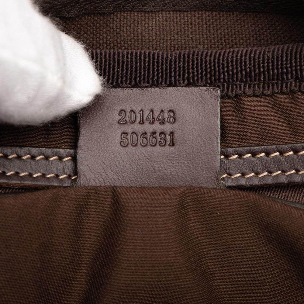 Gucci B Gucci Brown Beige Coated Canvas Fabric GG Supreme Crossbody Italy