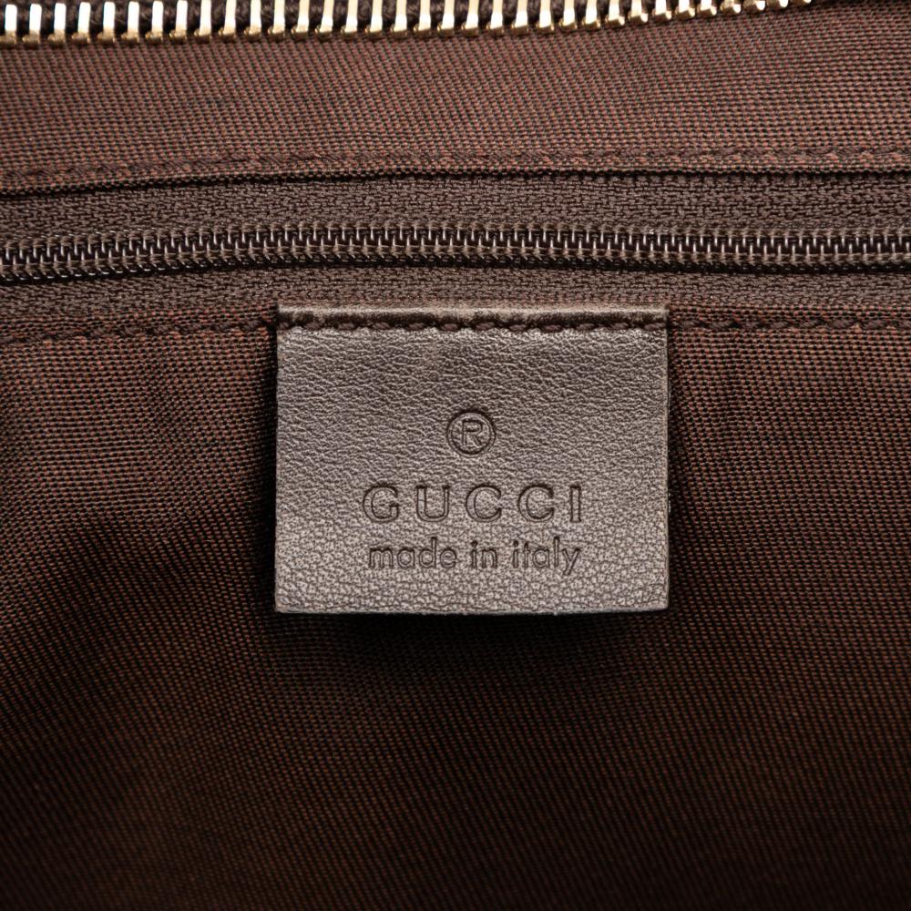 Gucci B Gucci Brown Beige Coated Canvas Fabric GG Supreme Joy Convertible Tote Italy