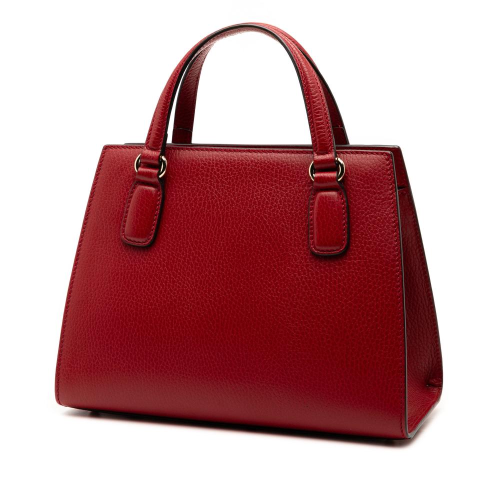 Gucci B Gucci Red Calf Leather Medium Dollar Soho Top Handle Convertible Tote Italy