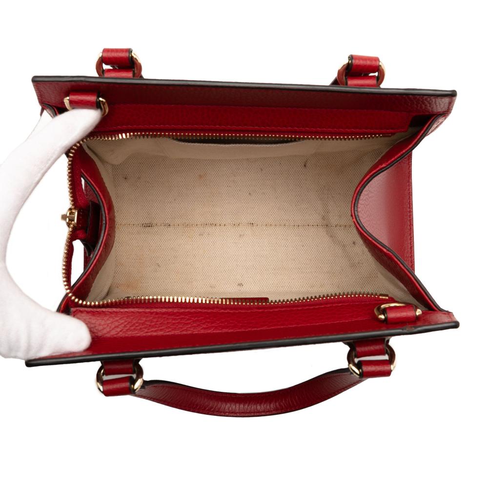 Gucci B Gucci Red Calf Leather Medium Dollar Soho Top Handle Convertible Tote Italy