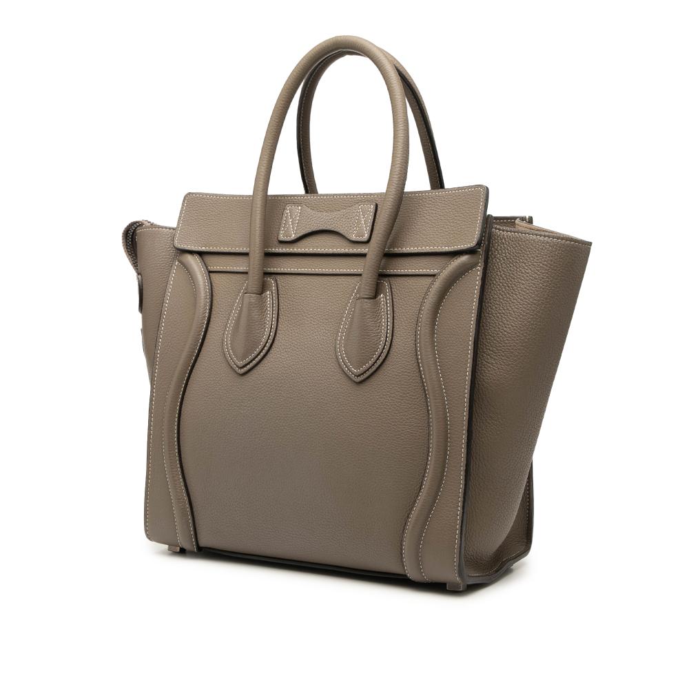 Celine B Celine Brown Taupe Calf Leather Micro Luggage Tote Italy