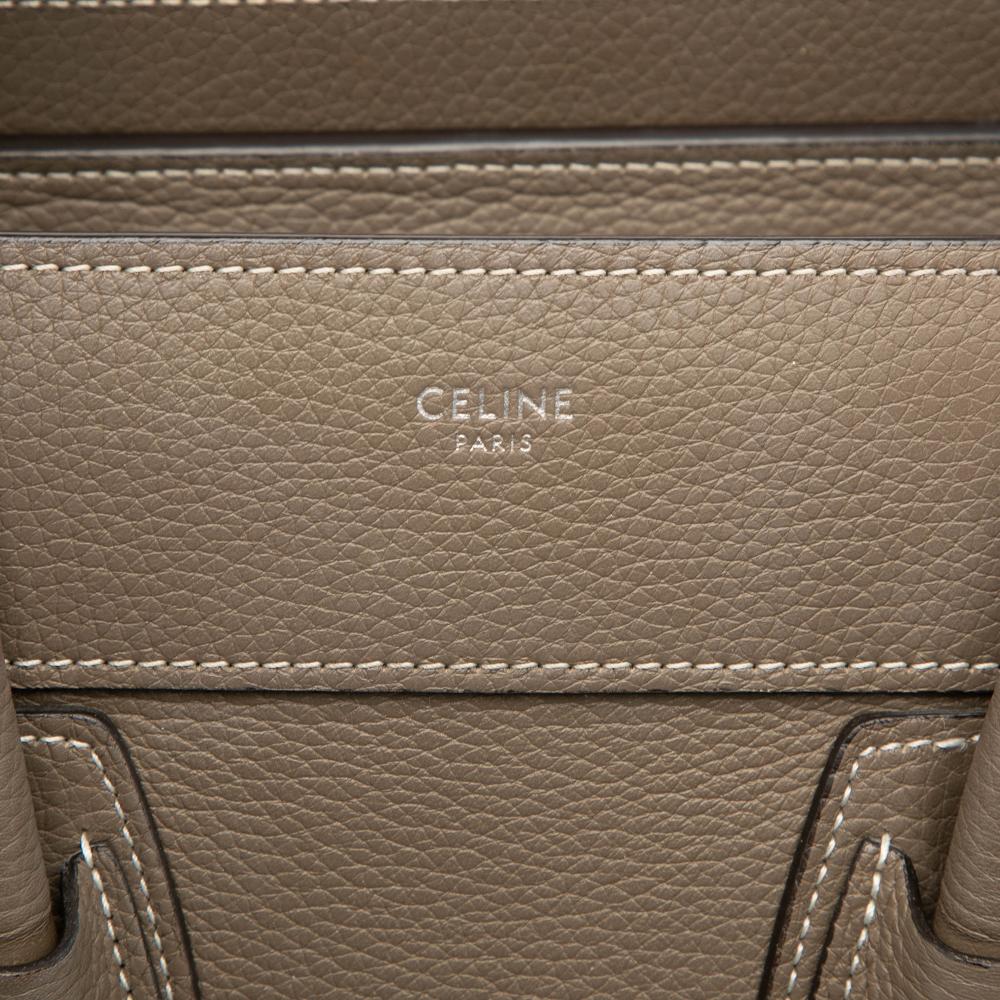 Celine B Celine Brown Taupe Calf Leather Micro Luggage Tote Italy