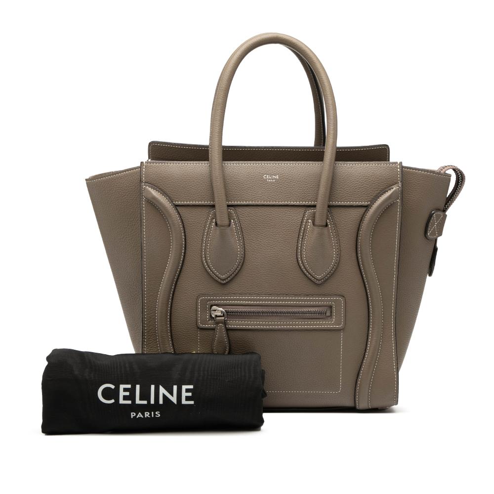 Celine B Celine Brown Taupe Calf Leather Micro Luggage Tote Italy