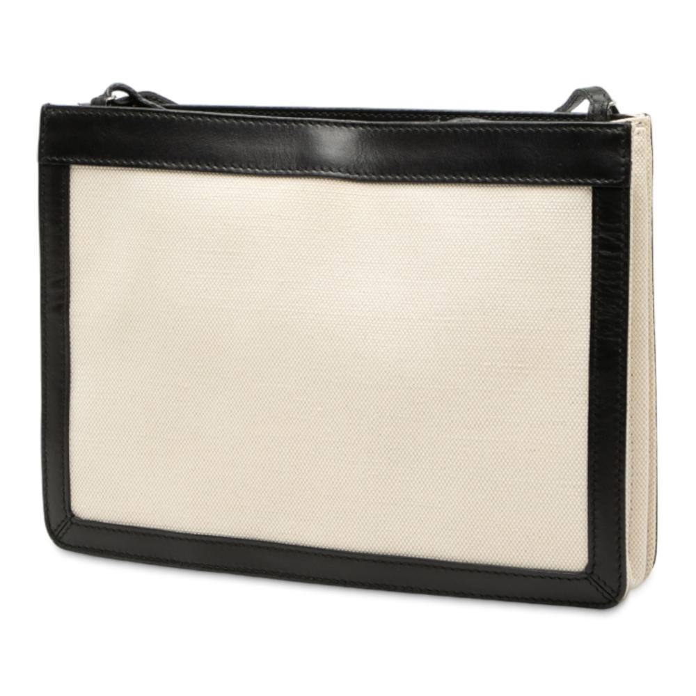 Balenciaga B Balenciaga Brown Light Beige Canvas Fabric Navy Pochette Crossbody Italy