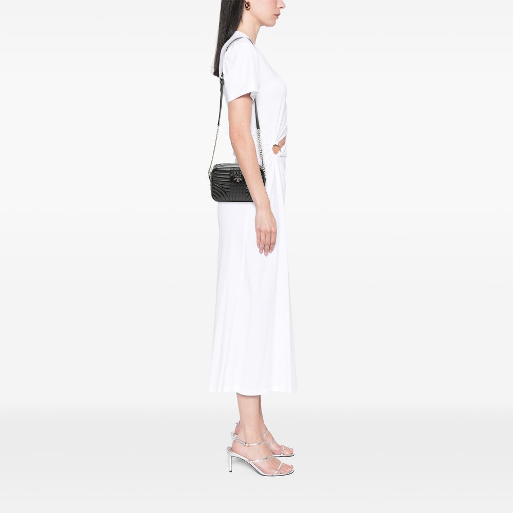 Prada B Prada Black Calf Leather Soft skin Diagramme Camera Bag Italy