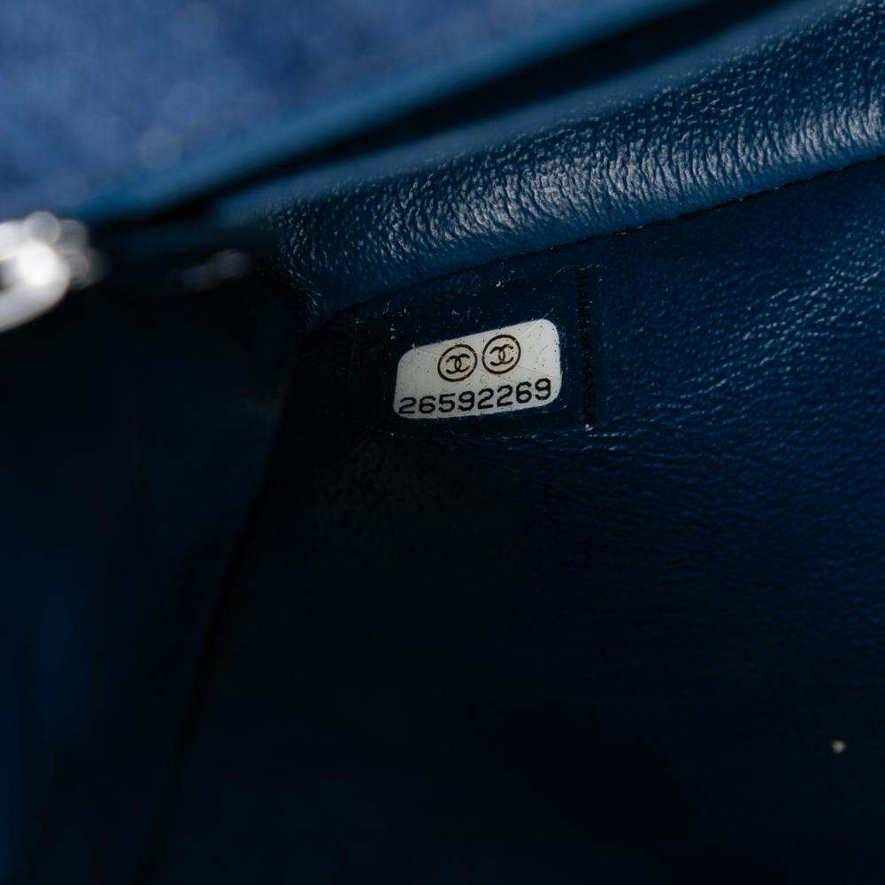 Chanel AB Chanel Blue Denim Fabric Medium Classic Braided Single Flap France