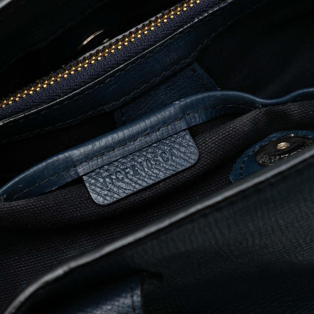 Burberry B Burberry Blue Navy with Brown Light Brown Calf Leather Medium and House Check Banner Satchel Italy