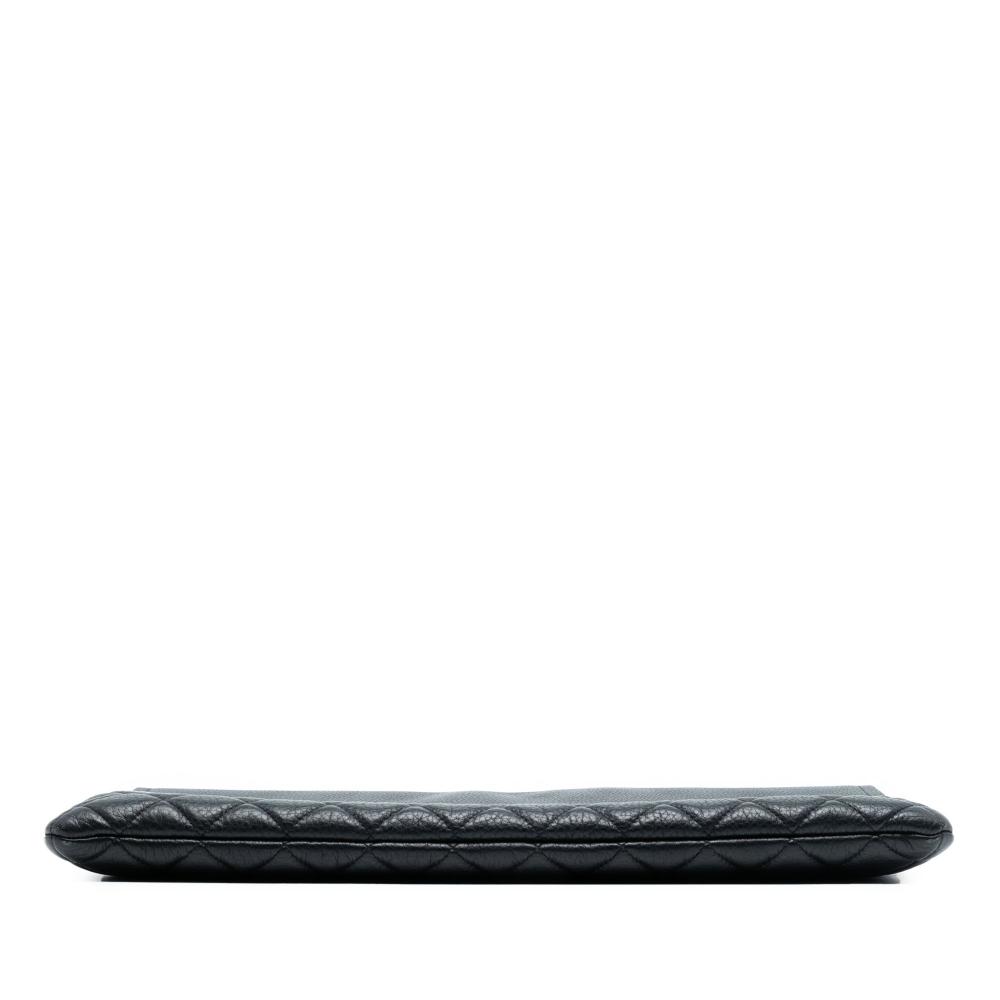 Chanel AB Chanel Black Calf Leather Large Quilted Grained skin Archi Chic Cosmetic Case France