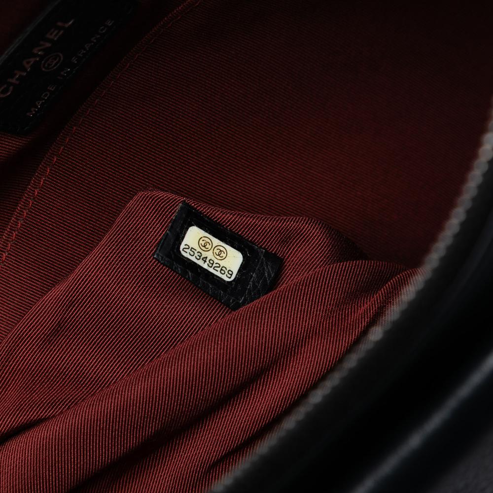 Chanel AB Chanel Black Calf Leather Large Quilted Grained skin Archi Chic Cosmetic Case France