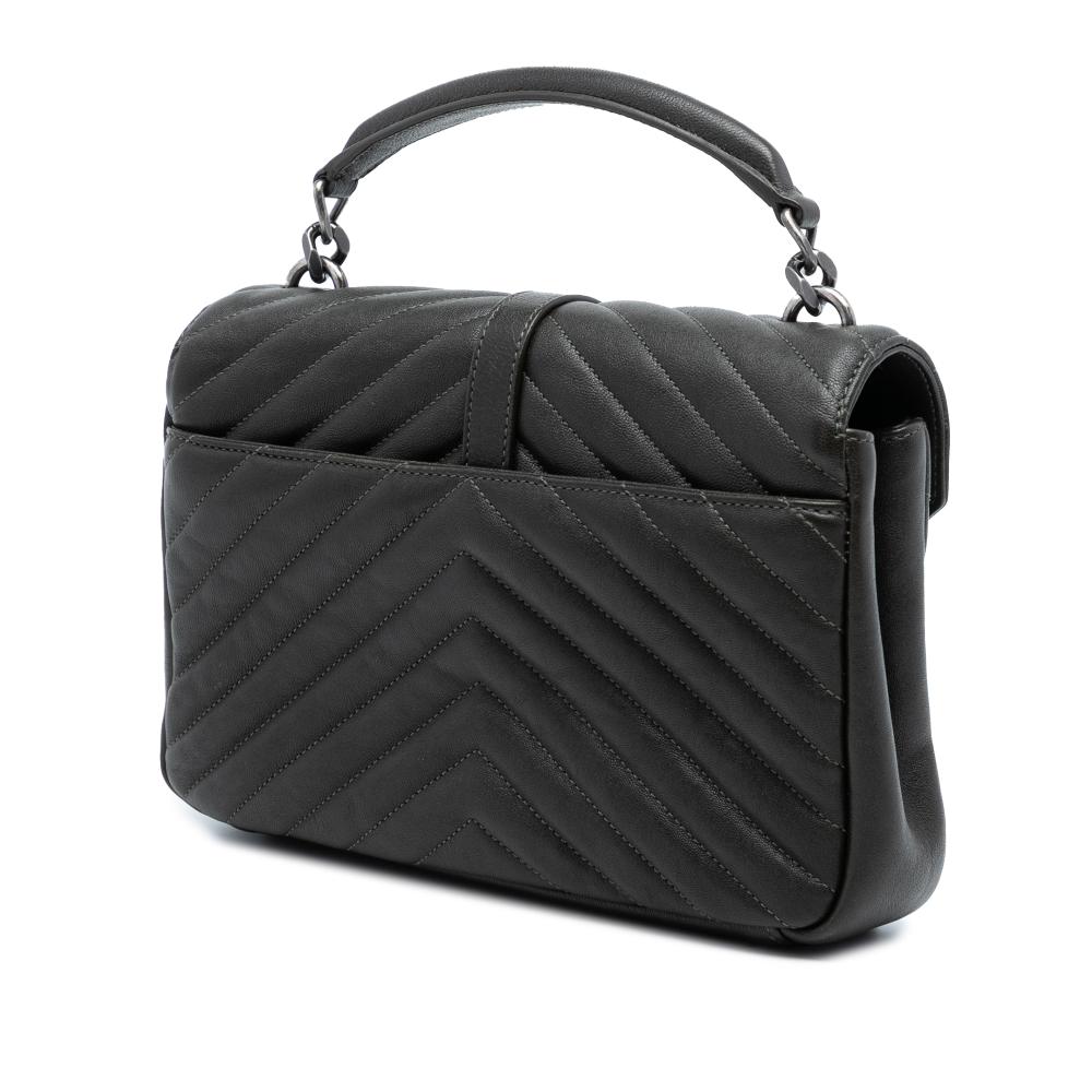 Saint Laurent Black Medium Chevron Sheepskin Monogram College Satchel Italy